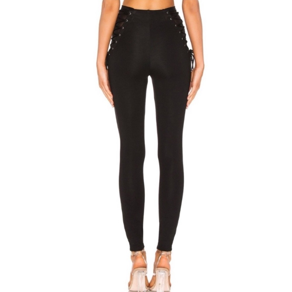 H.ours Revolve High and Wide Lace Up Leggings Sexy Festival Concert Black Small - Picture 4 of 12
